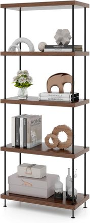 Costway Costway - Estanter&iacute;a Industrial De 5 Capas, Librer&iacute;a Estable Con Estructura Met&aacute;lica, Estante De Almacenamianto De Estilo Industrial Para Dormitorio, 