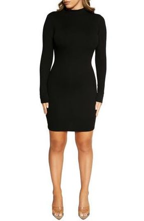 Naked Wardrobe Long Sleeve Rib Sweater Dress in Black at Nordstrom Rack, Size Medium
