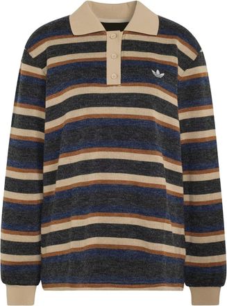 adidas (WMNS) adidas Stripe Knitted Polo Asia Sizing Black LG3945