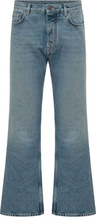 Off-white Half Arrow Slim Fit Jeans in Medium Blue Denim