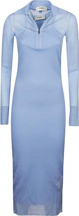 Fendi Light Blue Long silk dress