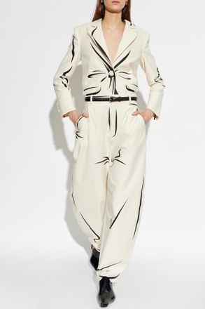 Moschino Cotton Blazer With Print, Womens, Cream