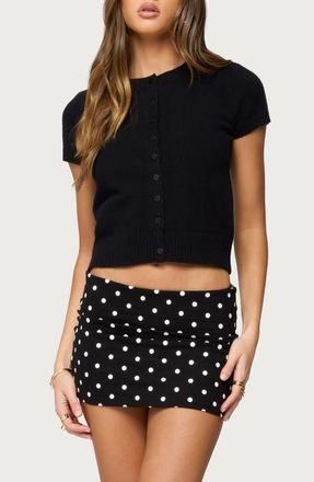 Edikted Coreen Short Sleeve Cardigan in Black at Nordstrom, Size X-Small
