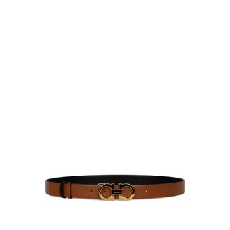 Ferragamo Brown Gancini Solid Reversible Belt