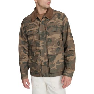 Levi's Corduroy Collar Cotton Canvas Jacket in Faded Camo at Nordstrom, Size Xx-Large