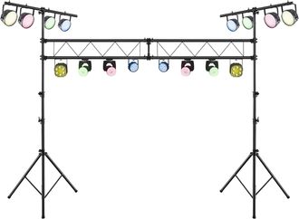 Costway Costway Soporte De Luz Profesional De Metal, Ajuste De Altura 180-350 Cm, Soporte De Luces Led Con Barras Extensibles, 32 Puntos De Montaje, Truss Par