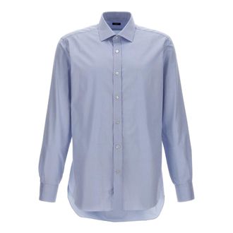 Barba Textured Katoenen Overhemd - Heren - Casual Overhemden - Blauw - 4XL - Katoen - Overhemden
