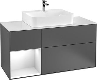 Villeroy & Boch Villeroy&boch - Finion, Muebles De Ba&ntilde;o, 1200 X 603 X 501 Mm, Angular, Con Estanter&iacute;a (iluminada), Modelo Suspendido, Fabricado En Madera, Lavabo En E