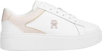 Tommy Hilfiger Platform Court Sneaker - Dames - Sneakers - Wit - 41 EU - Leer - Schoenen