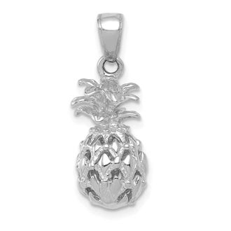 Diamond2Deal 14K White Gold 3D Cut-out Pineapple Pendant