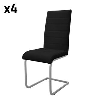 ML Design Lote de 4 sillas de comedor de piel sint&eacute;tica, negras