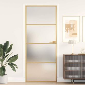 vidaXL Puerta De Interior Dorada Vidrio Templado Y Aluminio 83x201,5cm Vidaxl