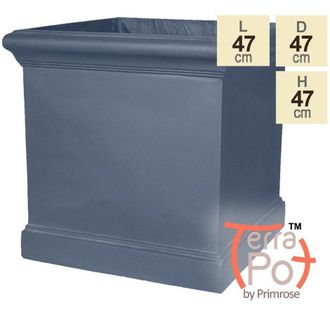 PRIMROSE H47cm Blenheim Lead Effect Cube Planter - By Terra Pot in Grey