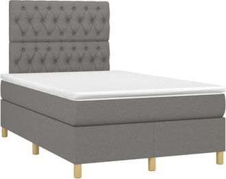 vidaXL Vidaxl - Cama Box Spring Con Colch&oacute;n Y Led Tela Marr&oacute;n Oscuro 120x190 Cm