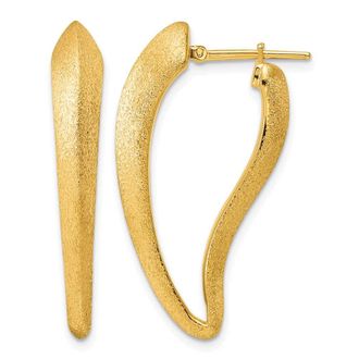 Diamond2Deal 14K Yellow Gold Tapered Knife Edge Hoop Earrings