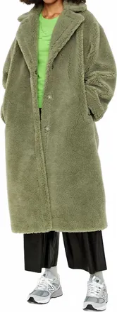 Stand Studio Maria Faux-Fur Coat In Sage Green