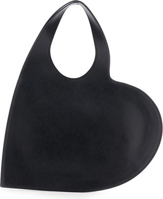 Coperni Womens Shoulder Bag Heart Silhouette Black Suede Cow Leather