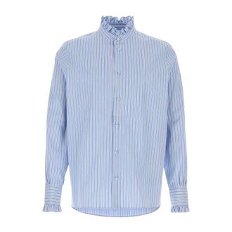 Valentino Garavani Striped Cotton Shirt with Ruffles - male - Valentino Garavani - Casual Shirts - Multicolor - XL - Shirts