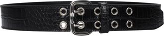 Tom Ford Croc Stadium T Belt - Heren - Accessoires - Zwart - Maat: ONE Size Zijde