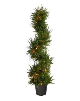 Nearly Natural 45In Spiral Cypress Artificial Tree With 80 Clear Lights