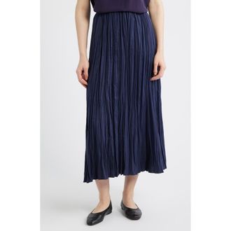 Eileen Fisher Smocked Silk Midi Skirt in Ink at Nordstrom, Size Xx-Small