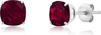 MAX + STONE 14k Yellow or White Gold 6MM Cushion Cut Gemstone Solitaire Gemstone Studs