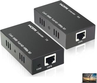 Trade Shop Trade Shop - Cable De Red Ethernet De Hdmi Ethernet Lan Sobre Cat6 60 Metros Hdmi 3d Fullhd 1080p