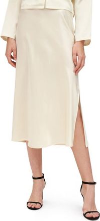 LilySilk Minimalist Aesthetic Silk Poppy Skirt in Lily White at Nordstrom, Size 4