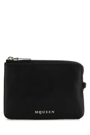 Alexander McQueen Alexander Mcqueen Black Leather Sling Card Holder
