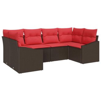 vidaXL Juego De Sof&aacute; 6 Uds. Marr&oacute;n Rat&aacute;n Sint&eacute;tico Vidaxl
