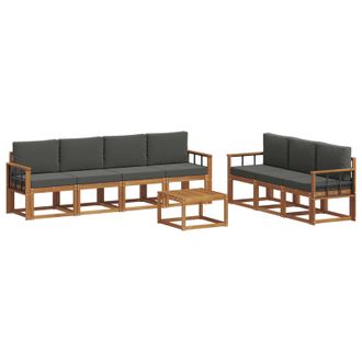 vidaXL Conjunto De Sof&aacute;s De Exterior 8 Pcs Natural Y Antracita Vidaxl