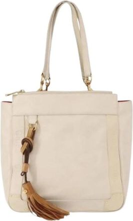 Chlo&eacute; Pre-owned Eden Tote tas - Dames - Vintage Schoudertas - Wit - ONE Size - Leer - Vintage