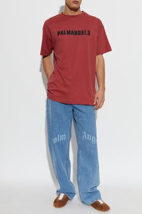 Palm Angels Logo T-shirt, Mens, Red