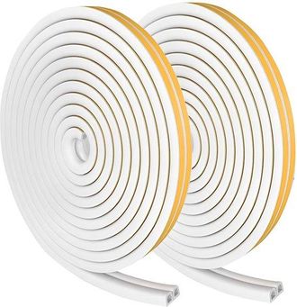 No Brand Cinta De Sellado Para Puertas Y Ventanas, 20 Metros, Tiras Autoadhesivas De Espuma De Caucho, Anticolisi&oacute;n, Aislamiento Ac&uacute;stico, Color Blanco