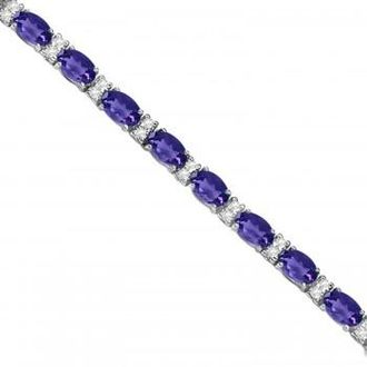 Allurez Diamond & Oval Cut Tanzanite Tennis Bracelet 14k White Gold (9.25ct)