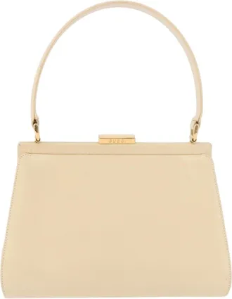 Gucci Vintage Convertible Box Leather Beige Patent_Leather Handbag (Pre-Owned)