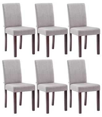 Clp Clp - Juego De 6 Sillas De Comedor Ina De Tela Gris Claro Cappuccino