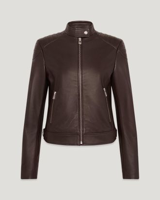 Belstaff Mollison Jacket Womens Matt Nappa Dark Brown Size UK 10