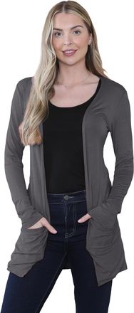 Janisramone Womens Cardigans Stylish and Versatile Open Front Boyfriend Cardigans for Women UK, Perfect Long Sleeve Ladies Cardigan with Drop Pockets for Layering