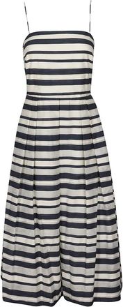 Ralph Lauren Midi-jurk met strepen en zonder mouwen van satijn - Dames - Casual kleedjes - Veelkleurig - S - Satijn - Kleedjes