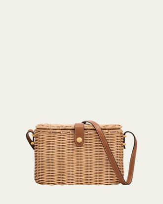 Saint Laurent Vanity Crossbody Bag in Wicker and Leather