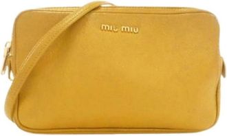 Miu Miu Pre-owned Madras Schoudertas - Dames - Vintage Schoudertas - Geel - ONE Size - Leer - Vintage