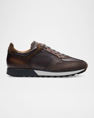 Magnanni Men & apos;s Arco Leather Runner Sneakers