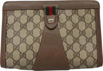 Gucci Pre-owned Leather clutches - Dames - Vintage Clutch - Beige - ONE Size - Leer - Vintage