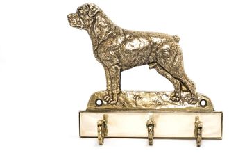 OEM Rottweiler: Colgador De Llaves Con Un Perro, Soporte De Lat&oacute;n Para Accesorios Para Perros, Una Elegante Decoraci&oacute;n Para El Pasillo De Art-dog