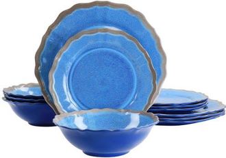Elama Roma 12 Piece Melamine Dinnerware Set in Blue at Nordstrom