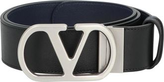 Valentino Garavani VLogo Leather Reversible Belt - unisex - Riemen - Blauw - 105 CM - Leer - Accessoires