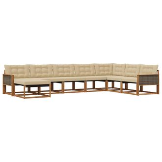 vidaXL Conjunto De Sof&aacute;s De Exterior Con Coj&iacute;n 8 Pcs Natural Y Beige Vidaxl