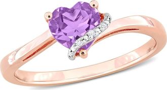Delmar Heart Amethyst & Diamond Ring - 0.009ct. in Purple at Nordstrom Rack, Size 6