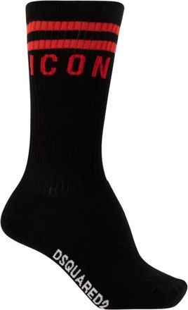 Dsquared2 Iconic Mid Crew Sokken - Heren - Sokken - Zwart - S - Katoen - Ondergoed